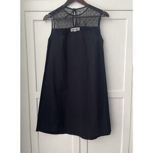 A-TOUT-AGE Sleeveless Shift Dress. Size 8 Cotton Black Lace/ bow detail NWOT